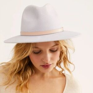 Free People Dusty Purple Wool Fedora with Cream Band